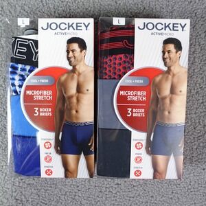 Jockey Boxer Briefs Men Large ActiveMicro Microfiber Stretch Blue Black 6 Pair